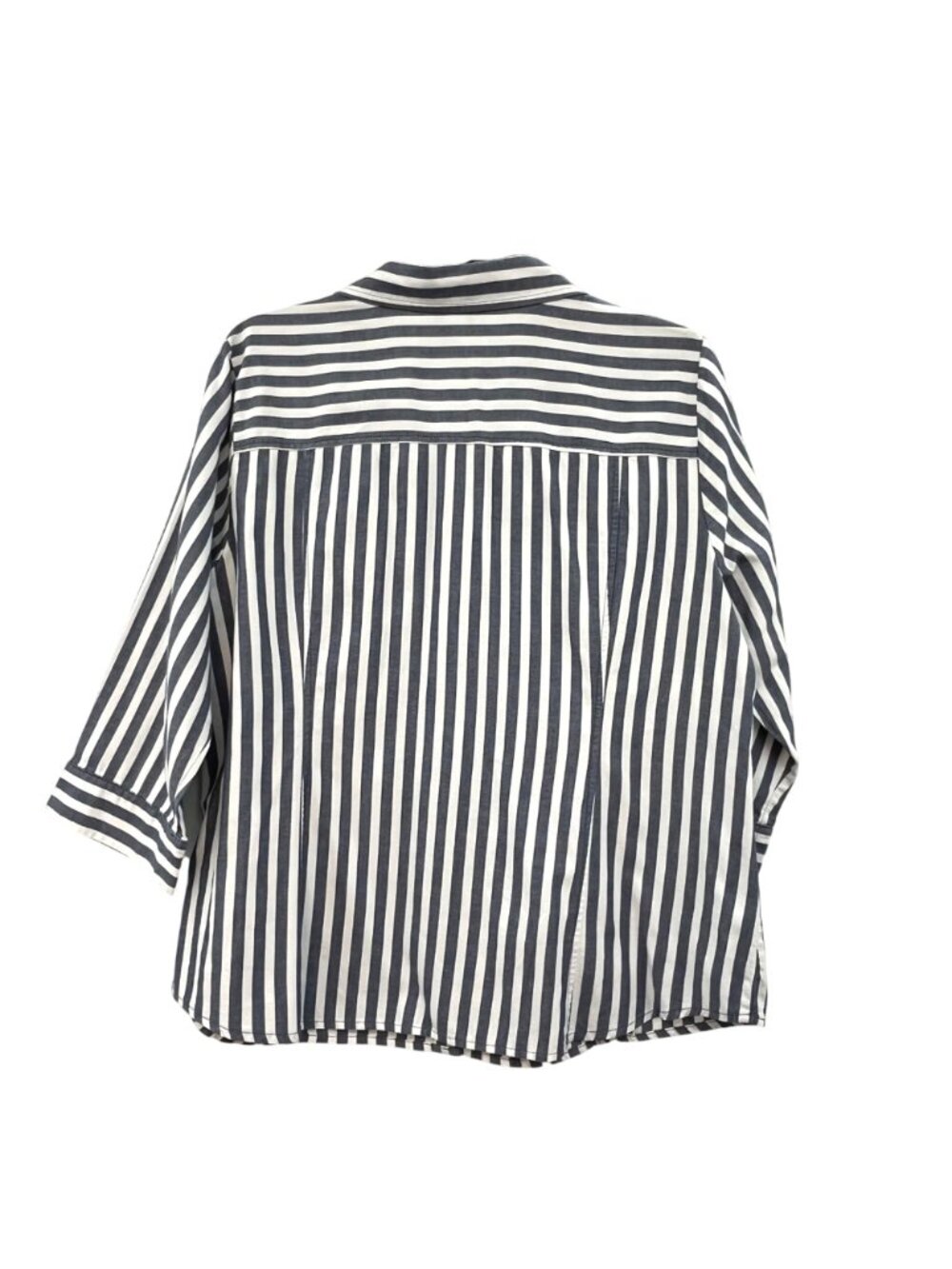 Christopher & Banks Womens L Used Blue White Striped Cotton Shirt - Picture 2 of 12